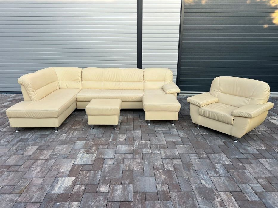 Coltar Sufragerie Piele naturala inclus Taburet si fotoliu