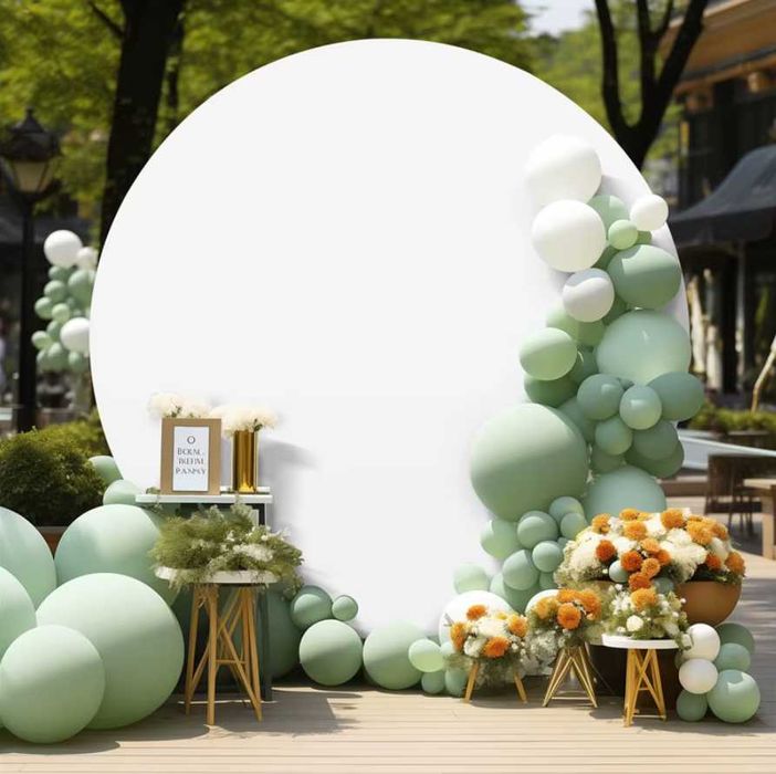 Бял фон за кръгла арка 2м.  / украса , фотография , сватбена украса