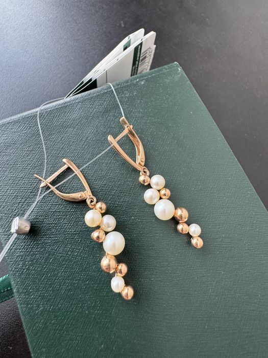 Серьги золотые с жемчугом 585