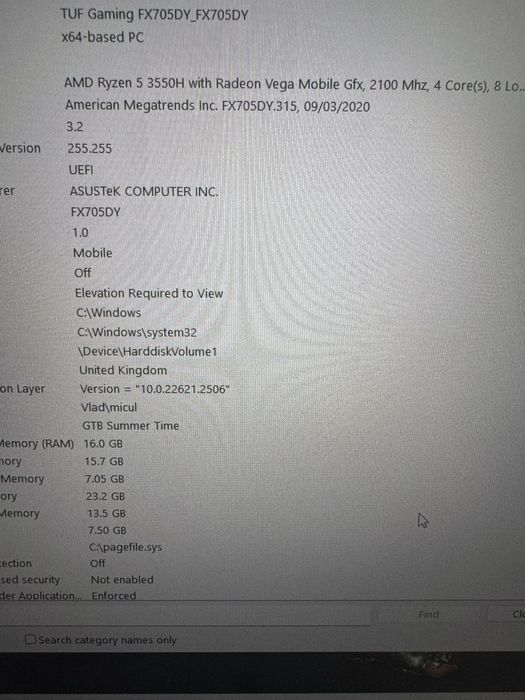 Vand laptop gaming Asus 17inch ssd 1Tb 16Gb Ram