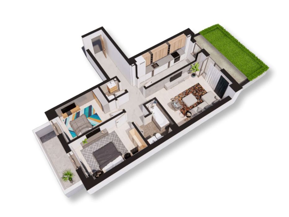 Dezvoltator - Apartament cu 3 Camere, 2 Bai, Decomandat - Pacurari