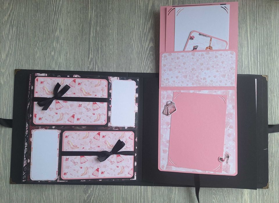 Скрапбук албум в черно и розово, ръчна изработка /23.18