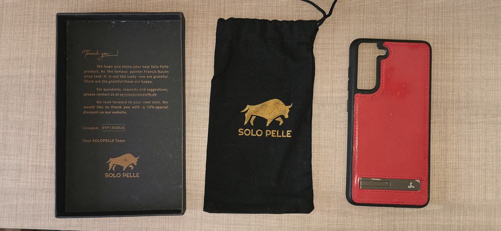 Husa premium Samsung Galaxy S21 FE, piele maturata, Hand made, rosu,