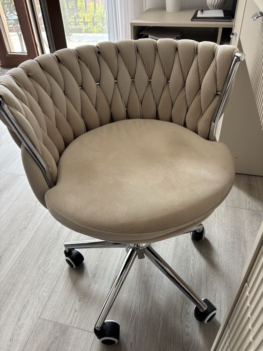 SCAUN PIVOTANT CATIFEA glamour II - bej deschis, baza cromata