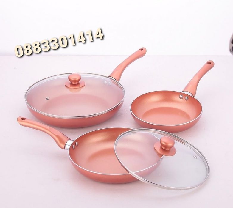 Комплект 3 броя Керамичен тиган