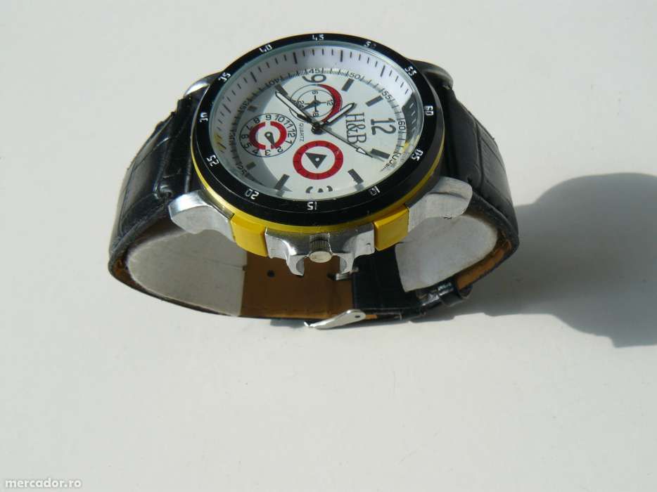 CEAS BARBATI H&B ,SC 05,Nou, Mecanism Quartz,Curea Din Piele Ecologica