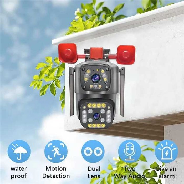 Camera tripla wifi, 16 mp,  10X, 4K, PTZ, waterproof, vedere nocturna color, IP66, detectare si urmarire umana, ONVIF, NVR          3 Review-uri
