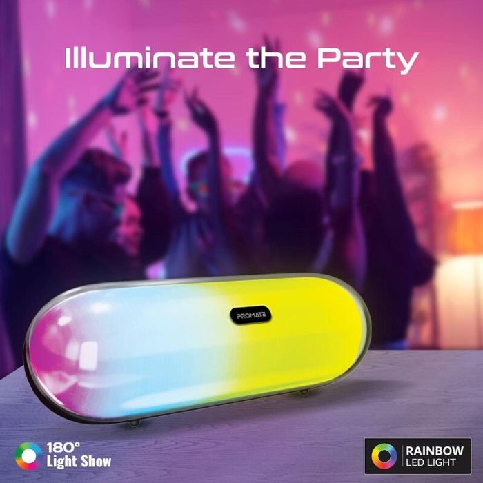 Promate LumiBar: Премиум Bluetooth v5.3 Водоустойчива Тонколона с тъч контрол и RGB LED светлина