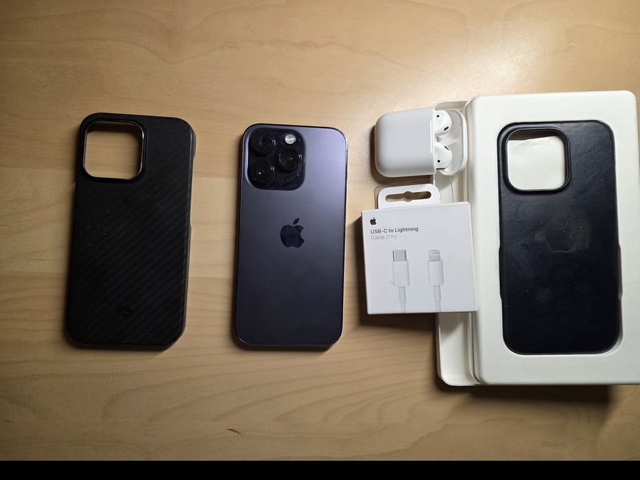 Iphone 14 pro purple, 256 GB, baterie 97% + casti airpods cadou