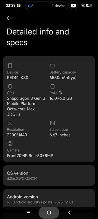 Redmi K80/ Poco f7 ultra 16/256 gb