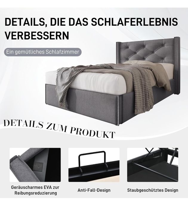 Pat simplu hidraulic 90 x 200 cm cu spațiu de depozitare și somieră