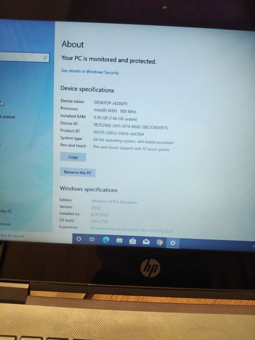 HP Pro X360 G11 Fortis SSD 256gb RAM 8GB baterie