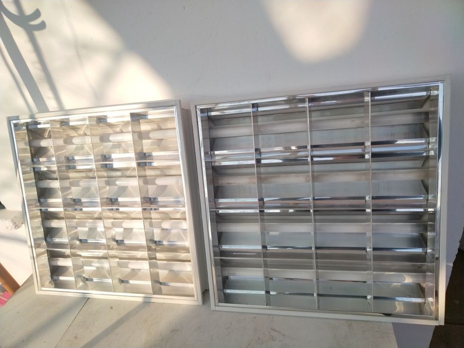 Осветително тяло за пури 4x60см, за вграждане в растерен таван, бяло т