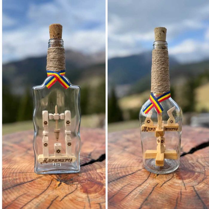 Sticle artizanale tuica/palinca personalizate cu nume – lemn de dud, cadou tradițional