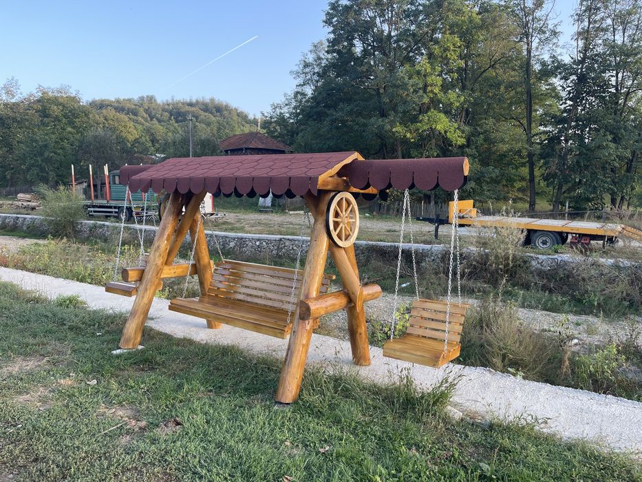 Leagan din lemn masiv / balansoar rustic
