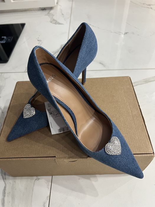 Дамски обувки Mango denim с ток стилето