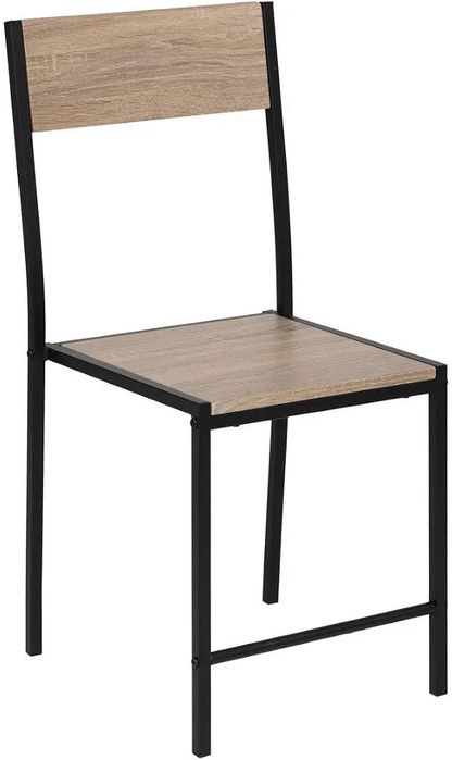 Трапезен комплект маса 60x60 с 2 стола, дъб/черен метал