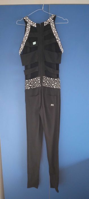 Salopeta neagra eleganta cu franjuri