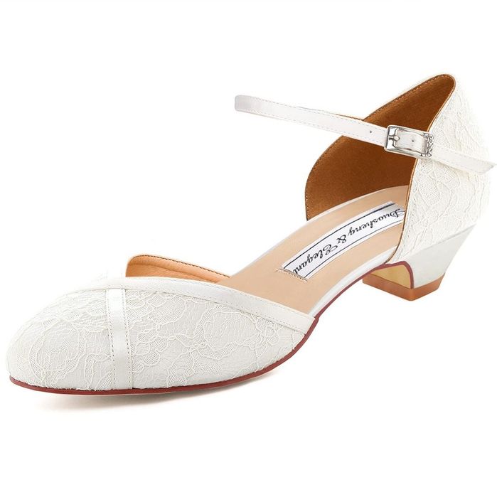 Pantofi de nuntă din satin femei toc mic vârf rotund dantelă confort – Fildeș EU 39