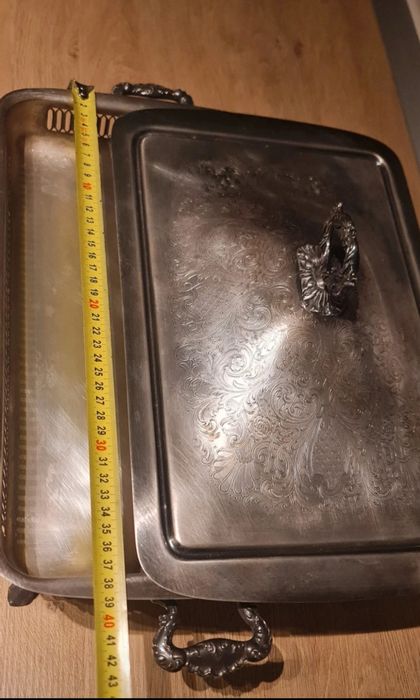 Vas metal argintat, piesa de colectie, elegant, sfarsit secol XIX, inc