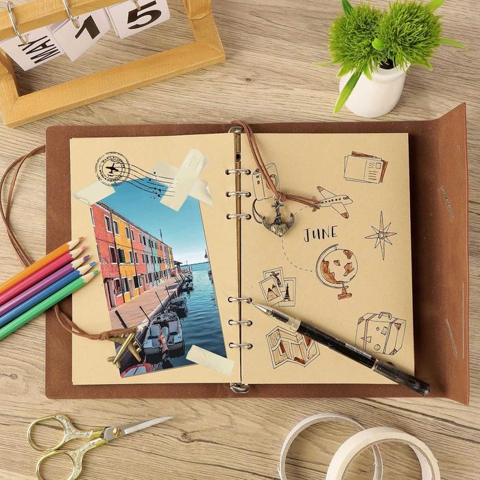 Agenda in stil nautic A6 150 pagini spiralate ancora + busola albastru