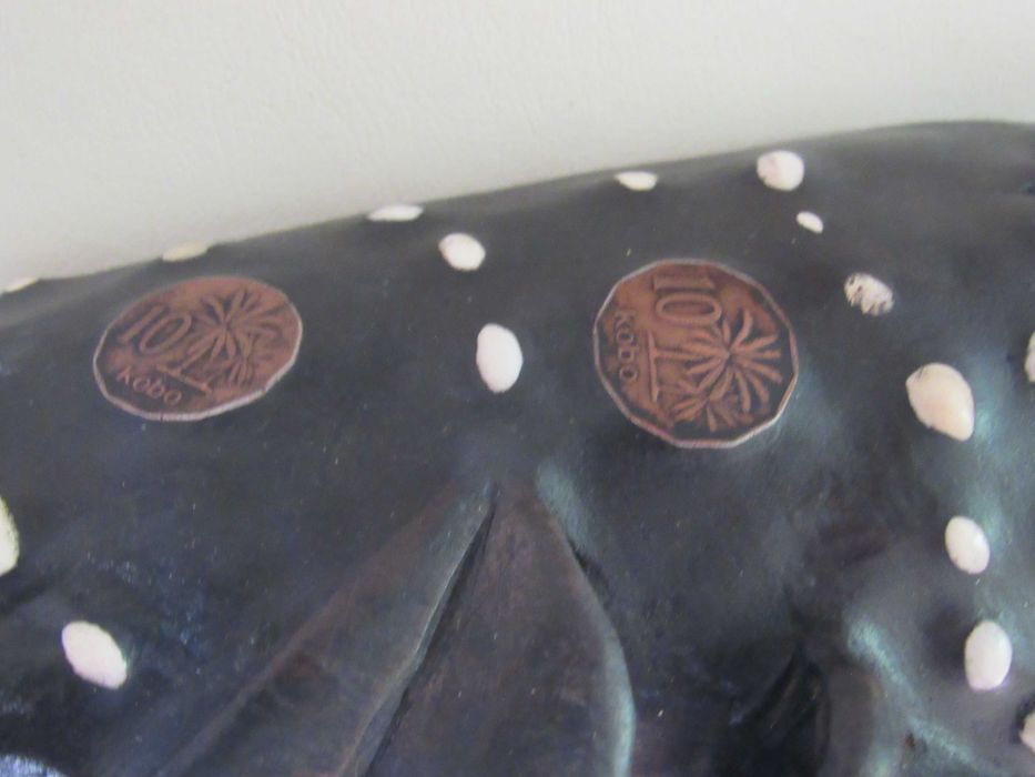 Африканска маска с медни инкрустации-голяма