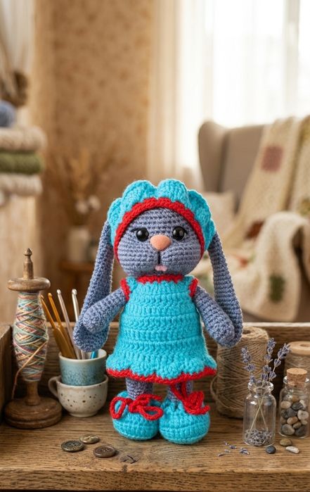 Вязаная зайка ручной работы