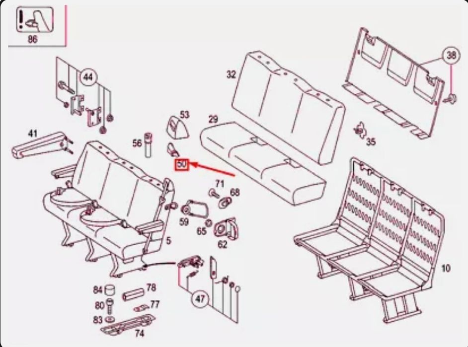 Capac Banchetă Sprinter Protecție Centură Banchetă Crafter 1996 - 2017