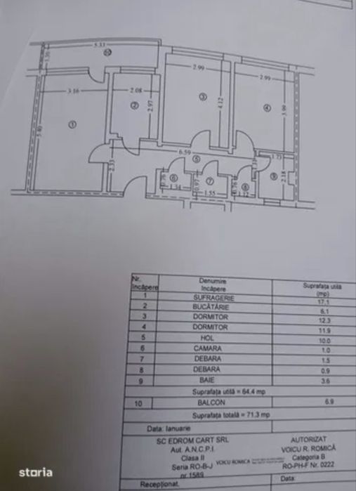 3 Camere Decomandat 64,4 mp + Balcon 7 mp | Et. 4/10 | Vest, Str. G. Cantacuzino - vis-a-vis Kaufland | Tu alegi finisajele, predare la cheie