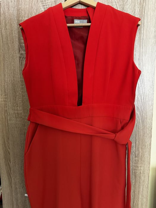 Salopeta rosie slim fit, marimea 36