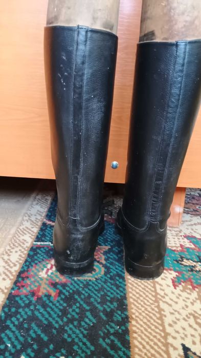 Cizme piele retro barbati - posibil serie militie, militare + calapod lemn originale, stare buna, REDUCERE