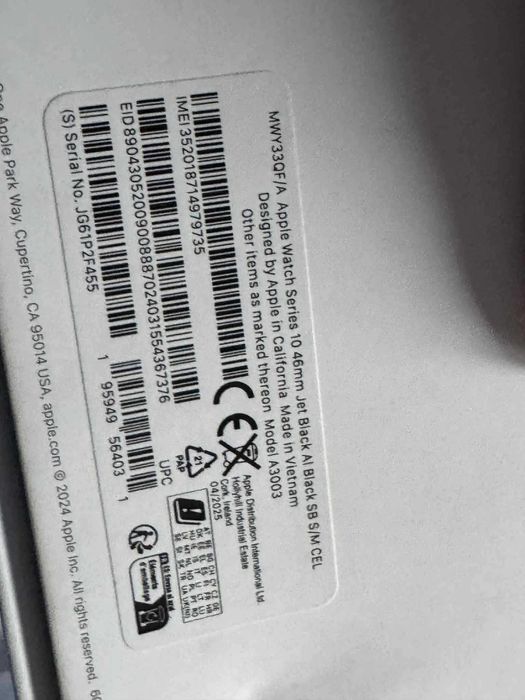 Apple Watch 10 LTE Cellular 46mm - 100% viata bateriei