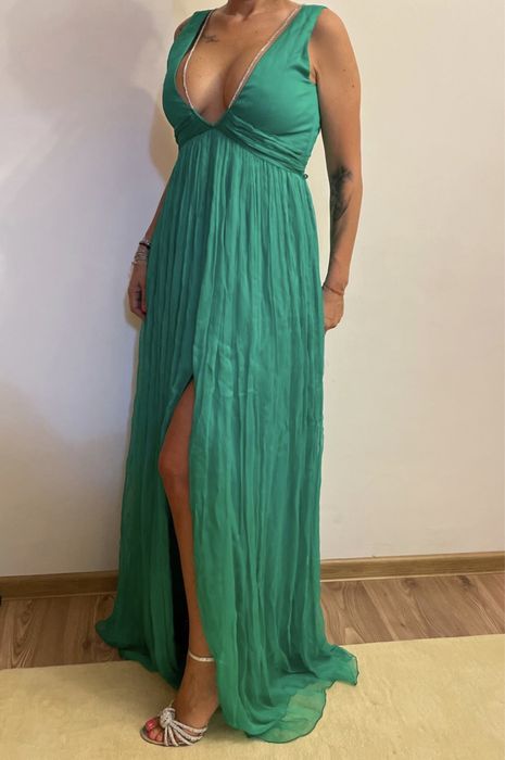 Rochie Nissa de matase cu decolteu in V