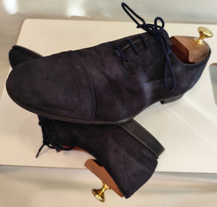 Pantofi oxford 41 cap toe Geox piele naturala moale albastru
