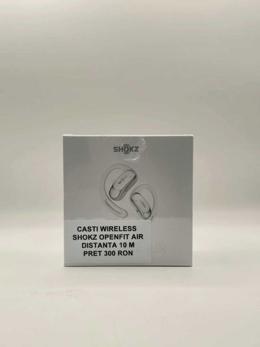 Casti Wireless Shokz OpenFit Air SIGILAT (distanta 10m )*Krom Amanet*