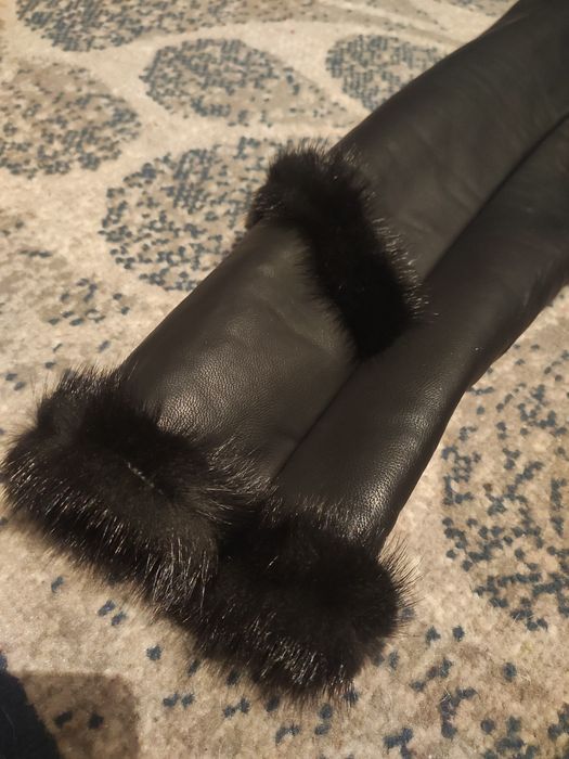 Пальто кожаное зимнее