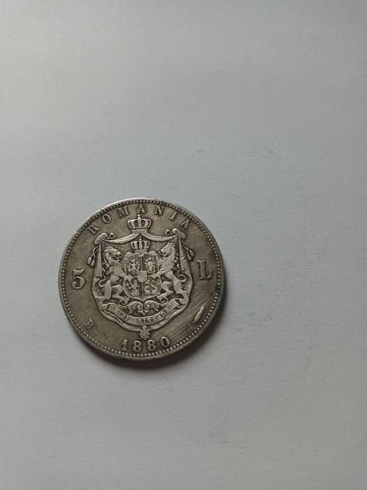 Moneda 5 lei de argint Carol 1 din 1880 ,preț 2000 lei