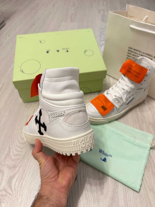 Adidasi Off White Court 3.0 - High White Sneakers Premium din Piele Full Box