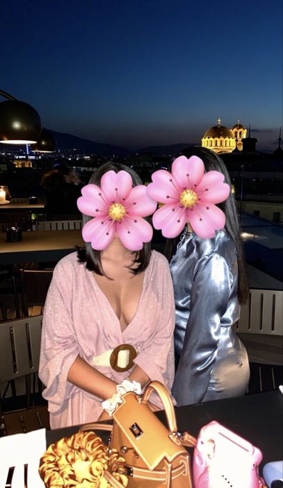 Дълга розова блестяща рокля S размер