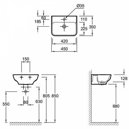 Компактна мивка 45×35 см за малка баня/WC – Jacob Delafon EGH112-00