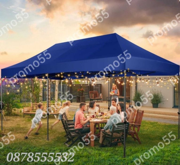 Шатра 3х4.50 с Гумирано Покривало, Усилена Шатра Хармоника в Пет Цвята