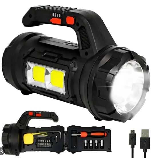 Мощен LED фенер прожектор 17в1  с вградена кутия за инструменти