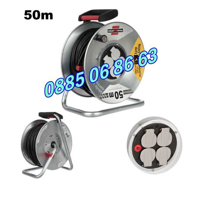 Ел. удължител макара 50 метра с 4 гнезда