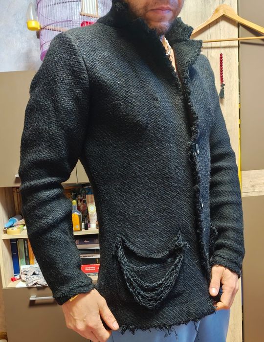 Jachetă tweed bărbați, margini destrămate,  unicat, handmade
