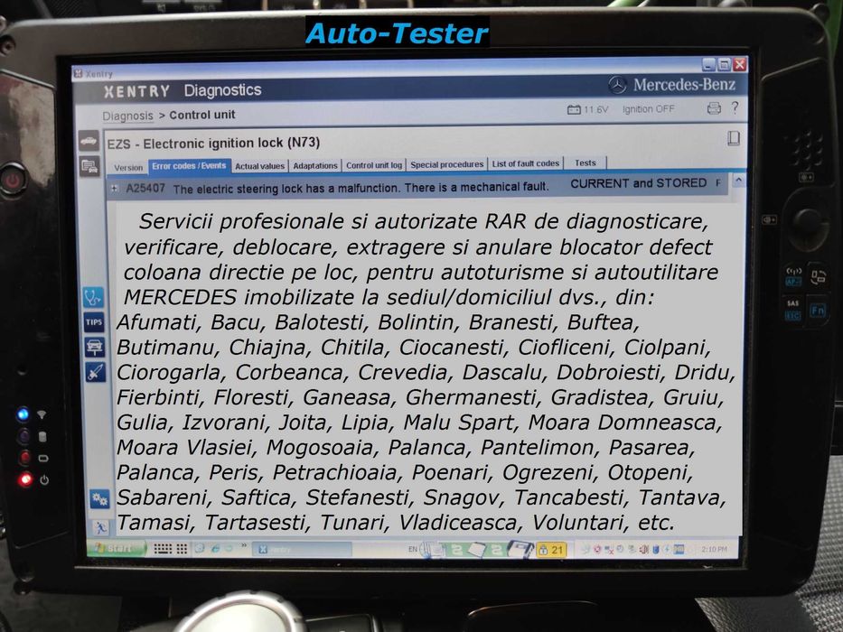 Programare cheie Mercedes chei Smart anulare blocator volan pe loc verificare reparatii contact Mercedes
