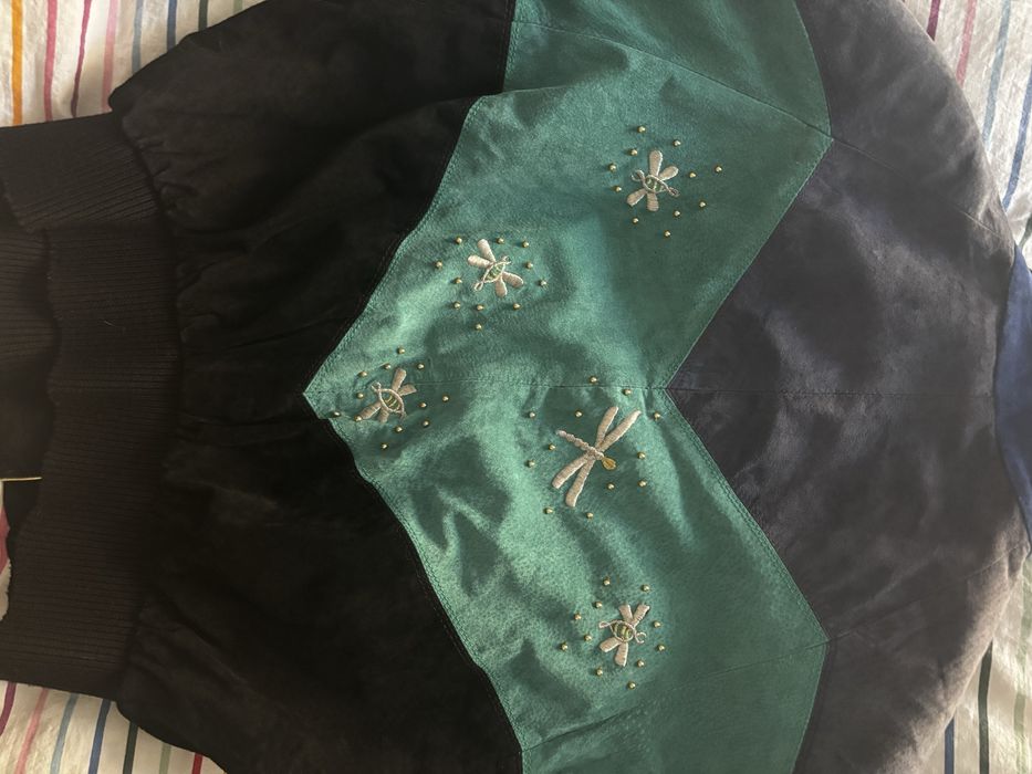 Винтидж яке с бродерия и орнаменти, естестеена кожа и велур