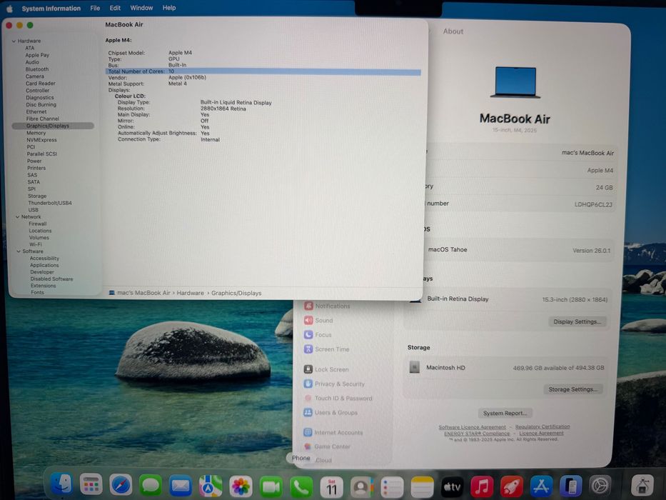MacBook Air 15" M4 Chip 10-CPU, 10-GPU, 24GB RAM, 512GB SSD В ГАРАНЦИЯ