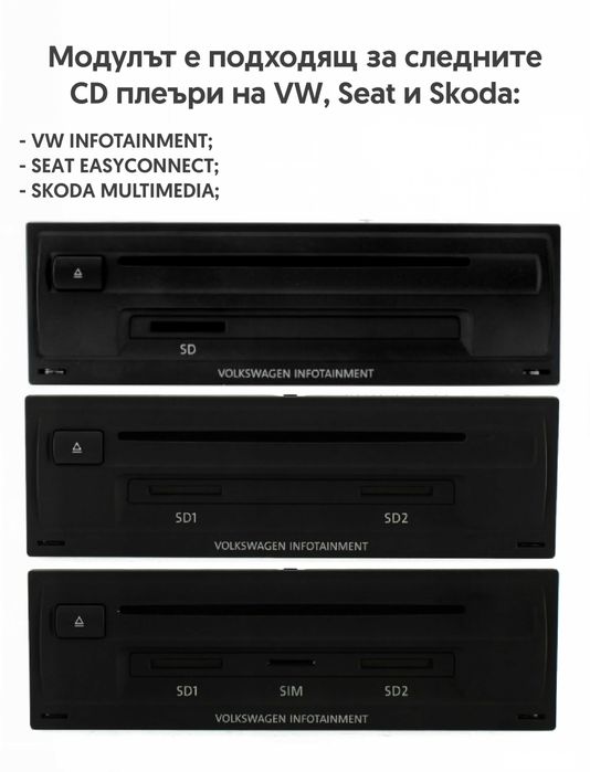 Гаранция! Нов Carplay и Android Auto Модул за VW Seat Skoda MIB / MIB2
