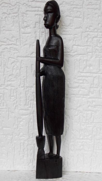 Statueta abanos 39 cm sculptura lemn,arta veche africana,figurina