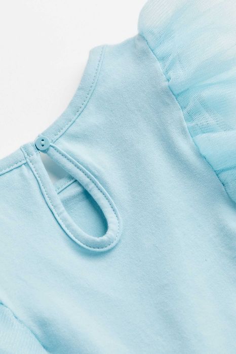 Рокля от тюл с принт,светлосиня Замръзналото кралство, размер 122-128,